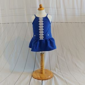 Janie & Jack blue sleeveless dress w/lace, 12-18 m
